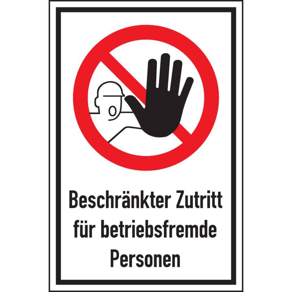 Verbots-Kombischild Beschr. Zutritt...fremde Personen..., Aluminium, 400x600mm