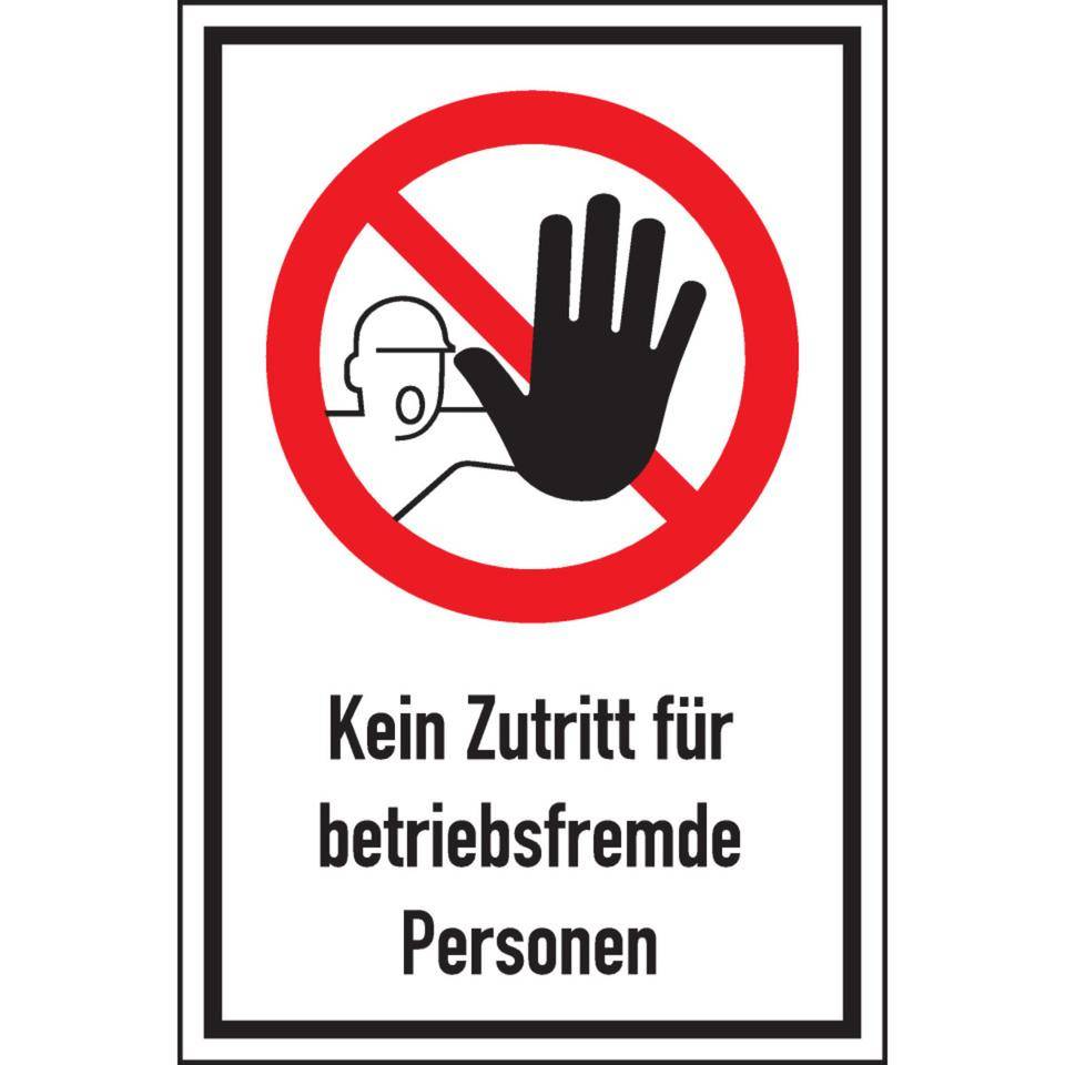 Verbots-Kombischild Kein Zutritt f.betr.fremde Personen, Aluminium, 400x600mm