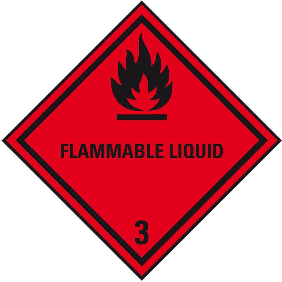 Verpackungskennzeichen Kl. 3 - Flammable Liquid, Folie, seewasserbeständig, 100x100mm, IMDG-Code, GGVSEB, ADR, IATA