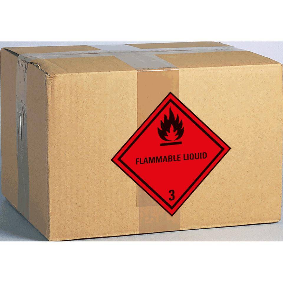 Verpackungskennzeichen Kl. 3 - Flammable Liquid, Folie, seewasserbeständig, 100x100mm, IMDG-Code, GGVSEB, ADR, IATA