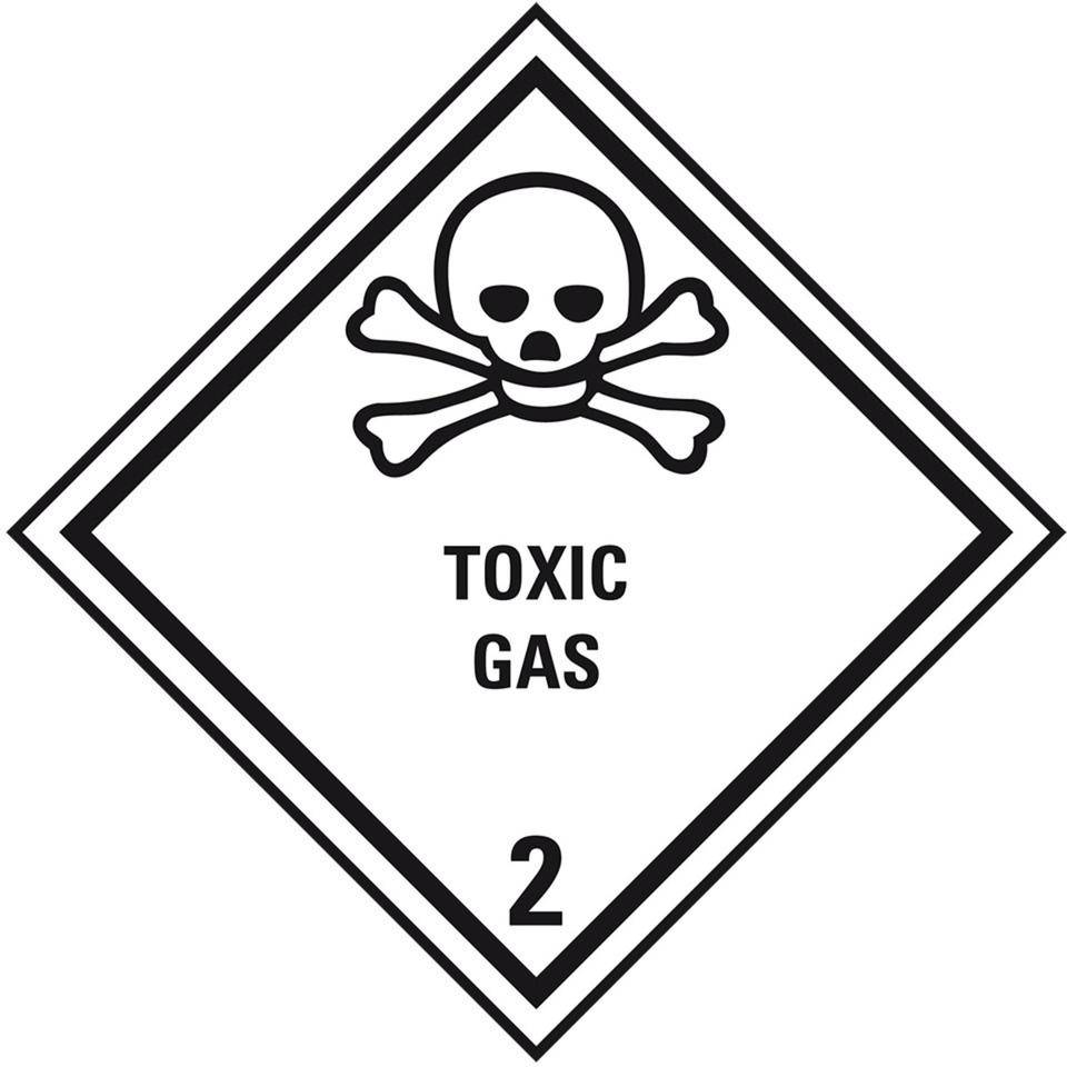 Verpackungskennzeichen Klasse 2.3, Toxic Gas, Folie, seewasserbeständig, 100x100mm, IMDG-Code, GGVSEB, ADR, IATA