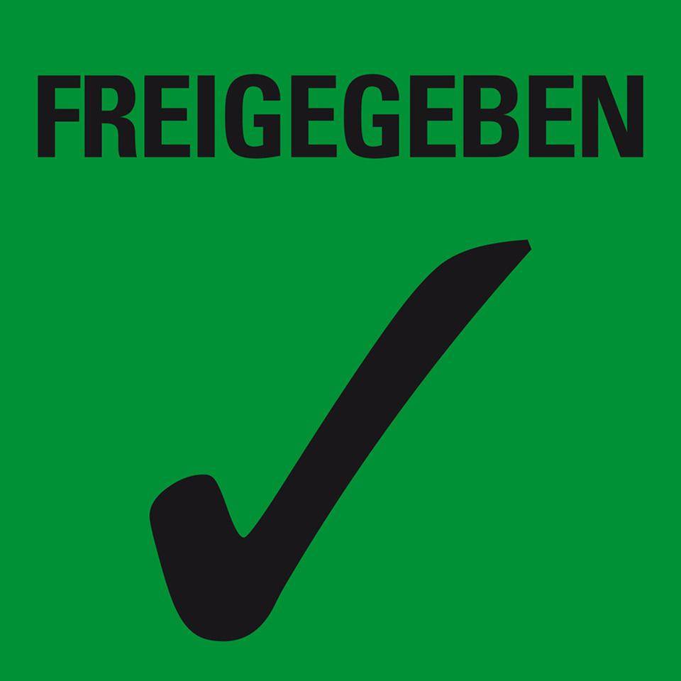Organisationsetikett FREIGEGEBEN, grün, Haftpapier, ablösbar, 17x17mm, 500/Rolle