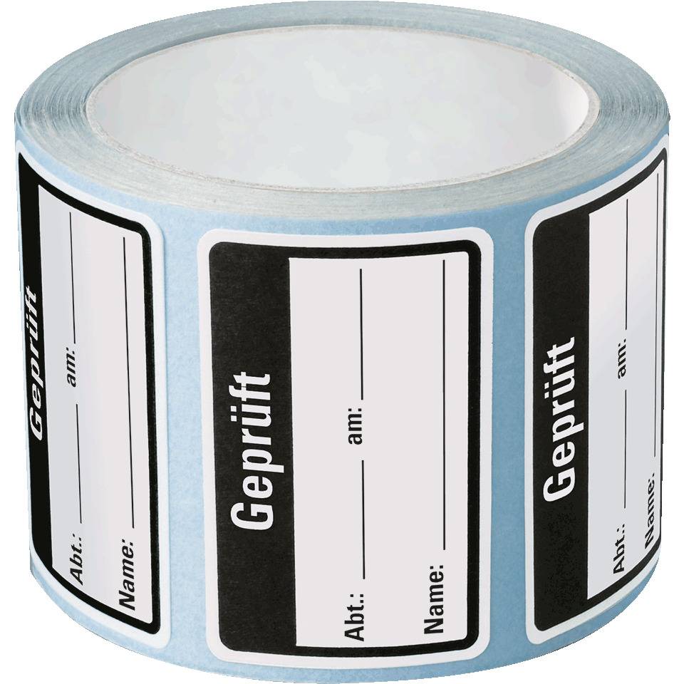 Qualitätsaufkleber Geprüft, Haftpapier, ablösbar, 40x25mm, 250/Rolle