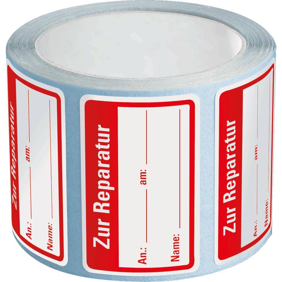 Qualitätsaufkleber Zur Reparatur, Haftpapier, ablösbar, 40x25mm,250/Rolle