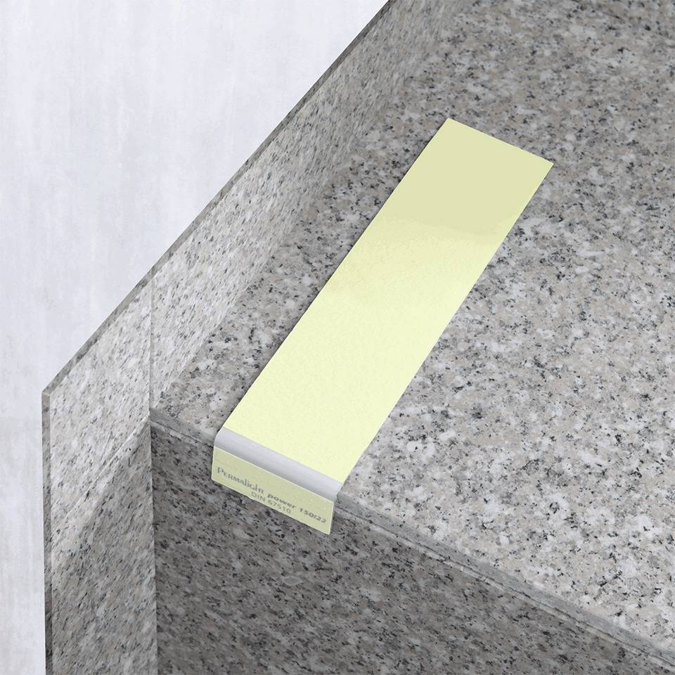 PERMALIGHT® power langnachleuchtend Treppenmarkierungswinkel, blanko, R10, Aluminium, 50x200x25mm, ASR A2.3