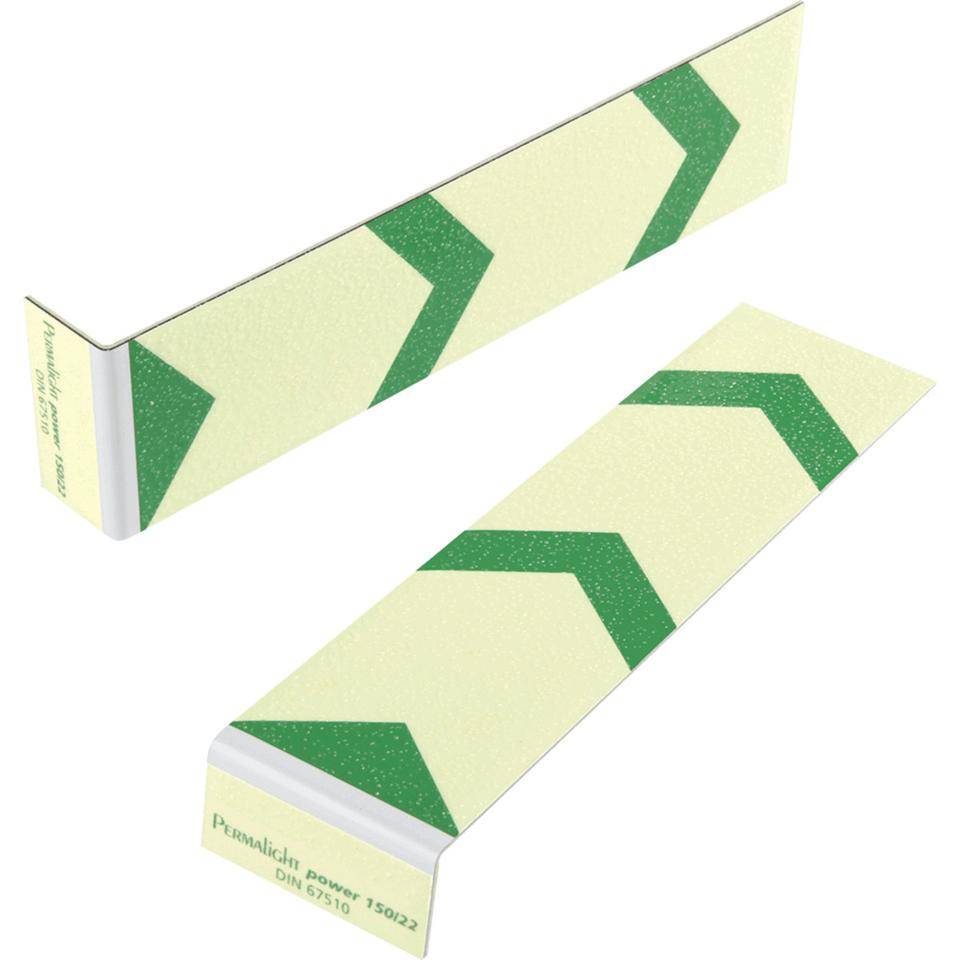 PERMALIGHT® power langnachleuchtend Treppenmarkierungswinkel, Pfeil aufwärts, R10, Aluminium, 50x200x25mm, ASR A2.3