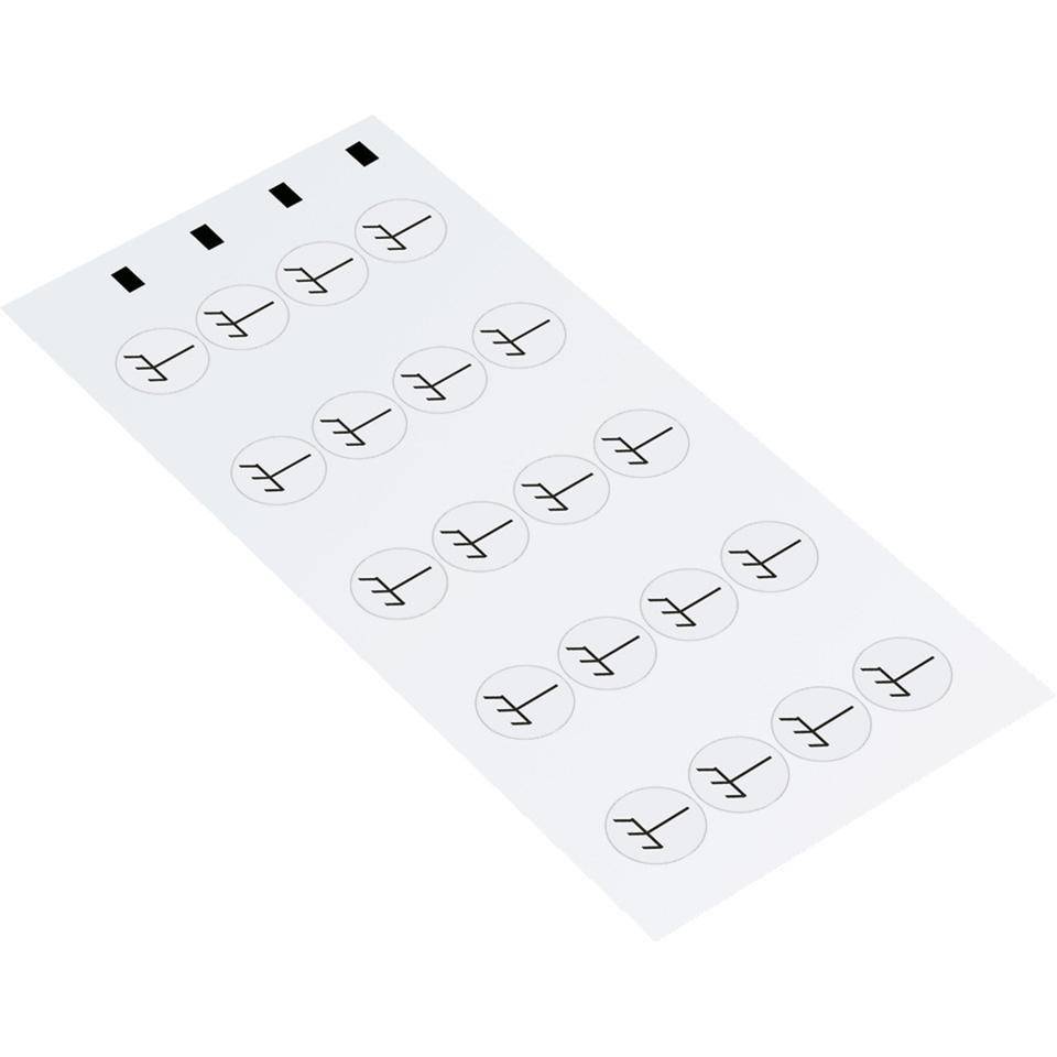 Leiterkennzeichen Masse, RoHS-konform, Folie, selbstklebend, Ø 12,5mm, 20/Bogen, DIN EN 60445 / IEC 60417