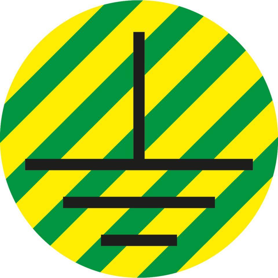 Leiterkennzeichen Schutzleiter Erde, RoHS-konform, Folie, Ø 12,5mm, 20/Bogen, DIN EN 60445 / IEC 60417