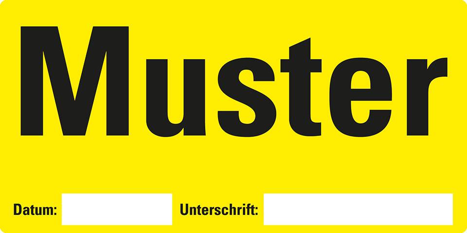 Etikett Muster, beschriftbar, gelb, Haftpapier, ablösbar, 148x74mm, 500/Rolle