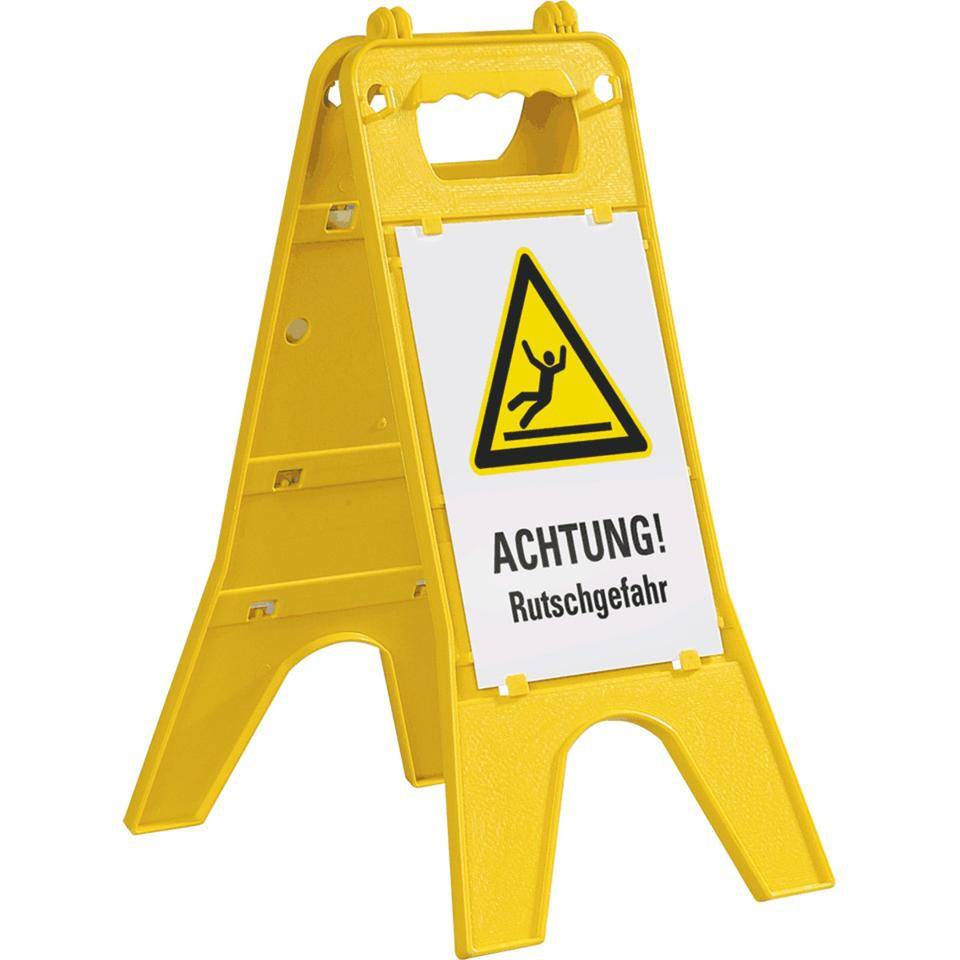 Wechsel-Warnaufsteller Flexo, ISO 7010, inkl.8 Wechselschilder, Kunststoff, 230x600mm, DIN EN ISO 7010
