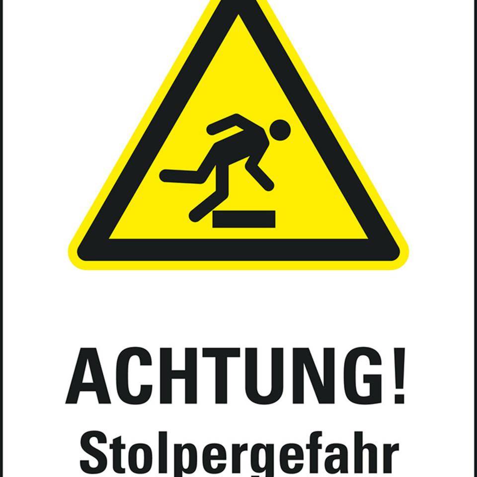 Warnaufsteller Leicht, ACHTUNG Stolpergefahr, gelb, Polypropylen, 350x650mm, 300g, ASR A1.3