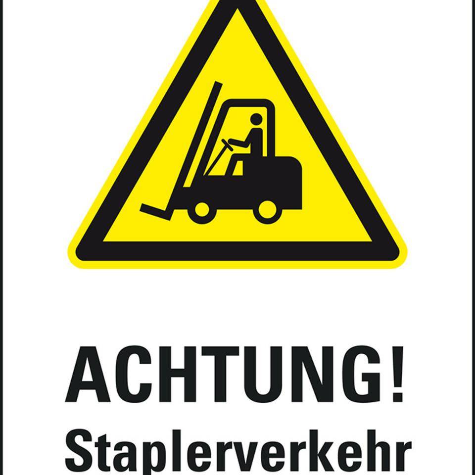 Warnaufsteller Leicht, ACHT.Staplerverkehr, gelb, Polypropylen, 350x650mm, 300g, ASR A1.3