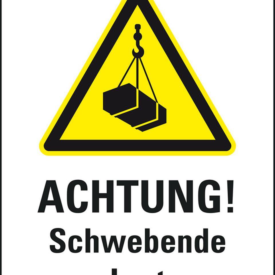 Warnaufsteller Leicht, ACHT.Schwebende Last, gelb, Polypropylen,350x650mm, 300g, ASR A1.3