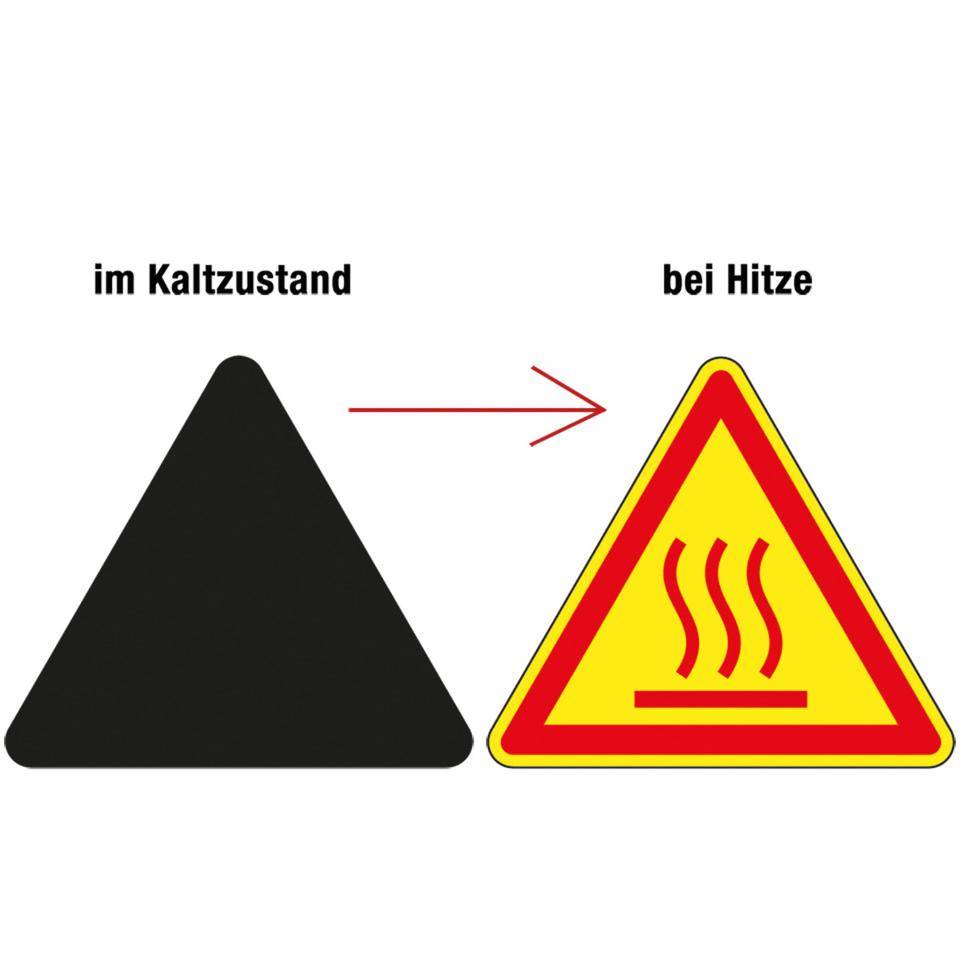 Thermo-Warnschild Warnung vor heißer Oberfläche, Polyesterfolie,SL100mm, ASR A1.3, DIN EN ISO 7010 W017
