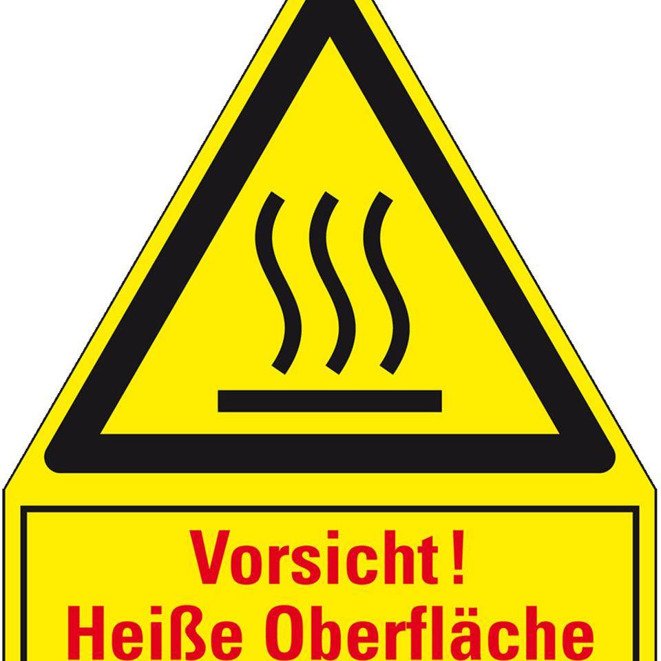 Thermo Kombi-Warnschild Heiße Oberfläche, Polyesterfolie, 240x210mm, ASR A1.3, DIN EN ISO 7010 W017