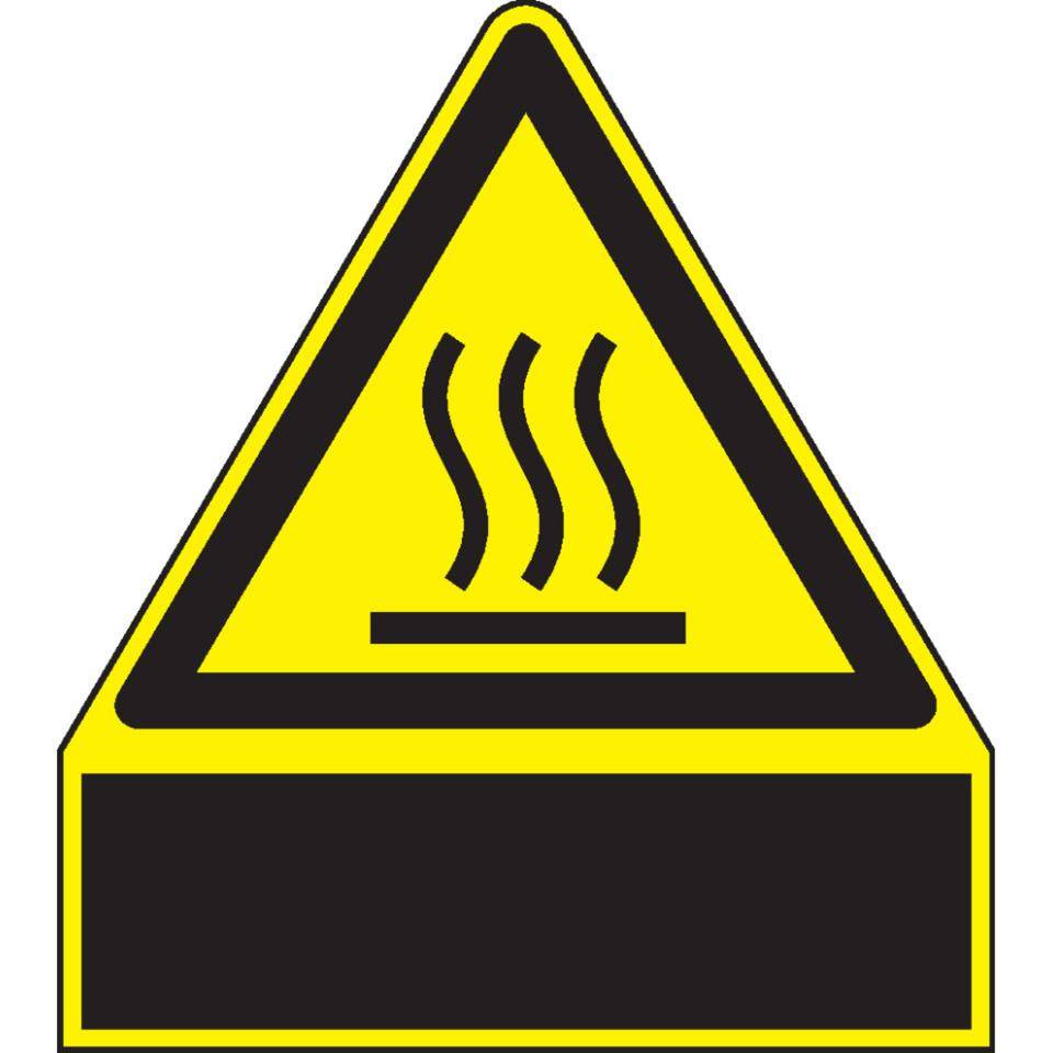 Thermo Kombi-Warnschild Heiße Oberfläche, Polyesterfolie, 240x210mm, ASR A1.3, DIN EN ISO 7010 W017