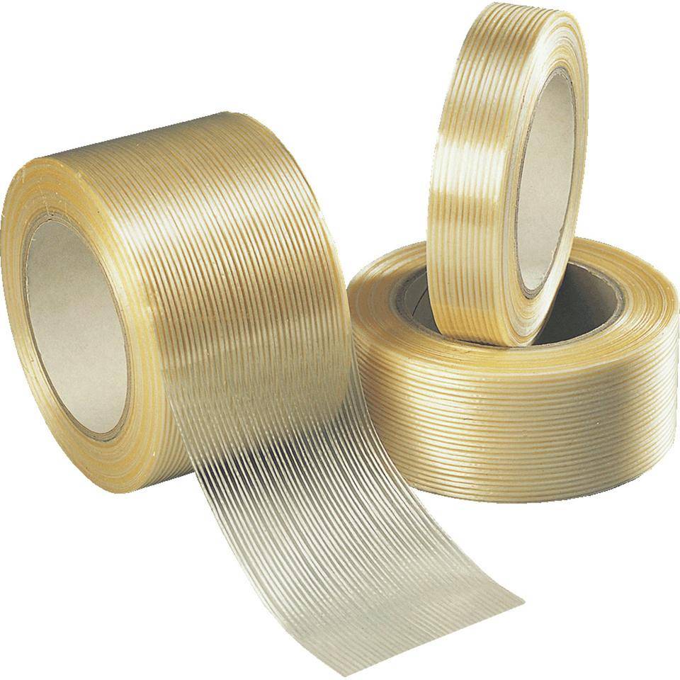 Filamentband, transparent, Polypropylenfolie mit Glasfaser, 25mm, 50m/Rolle