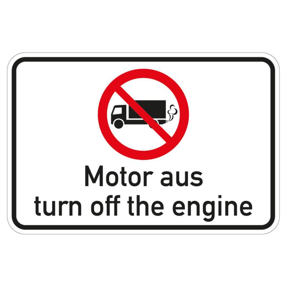 Hinweisschild Motor aus, deutsch/englisch, Aluminium, 600x400mm