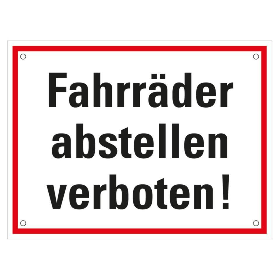 Hinweisschild Fahrräder abstellen verboten, 4 Bohrungen, Aluminium, 200x150mm