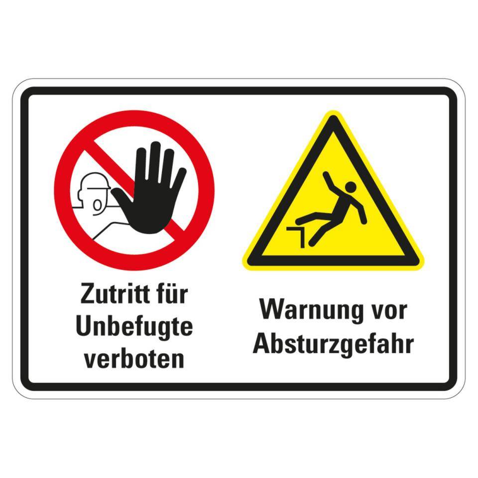 Hinweisschild Zutritt verboten, Absturzgefahr, Kunststoff, 420x297mm