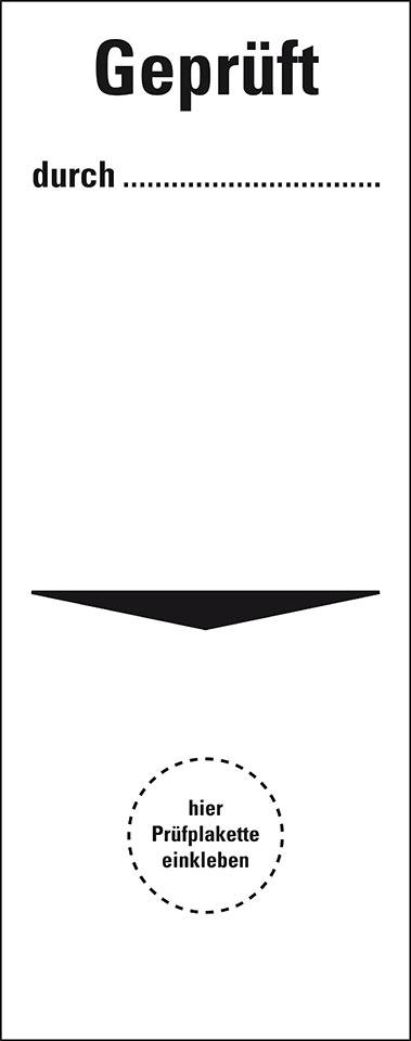 Grundetikett Geprüft durch..., Folie, ablösbar, 40x100mm, 40/HFT