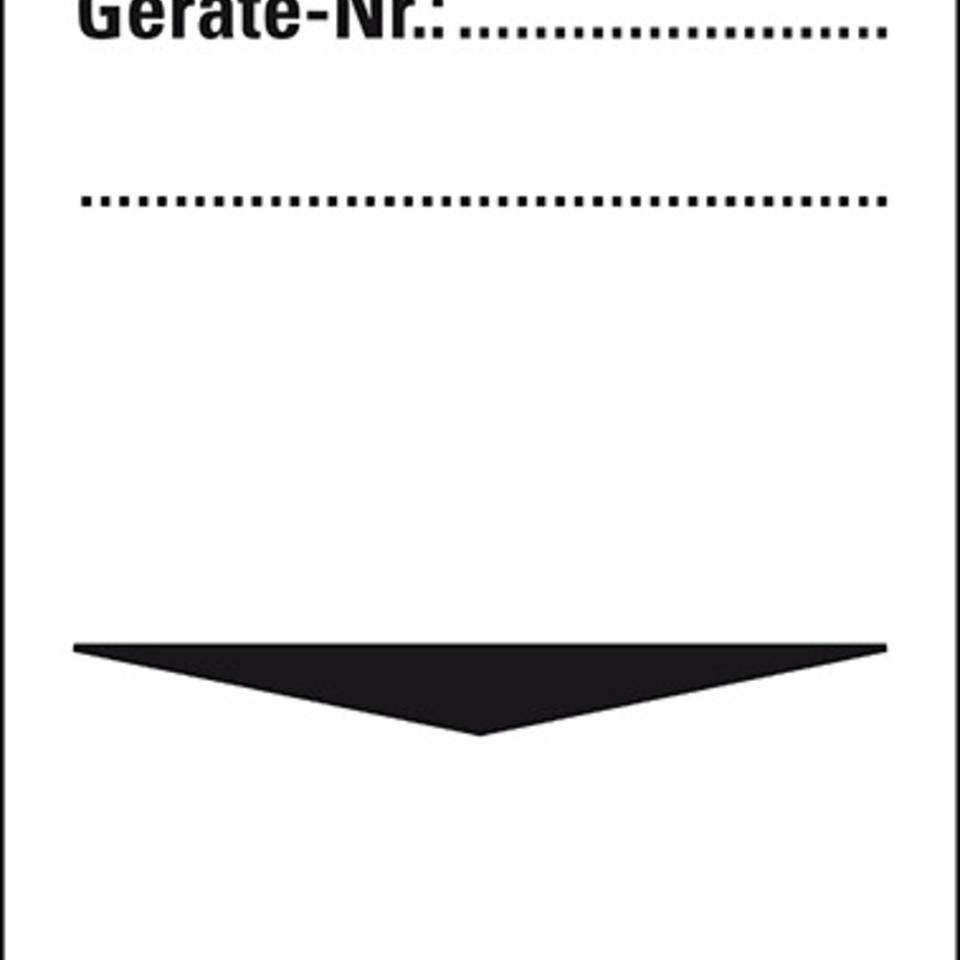 Grundetikett Geprüft am...durch...Geräte-Nr., Folie, selbstklebend, 40x100mm, 5/BOG