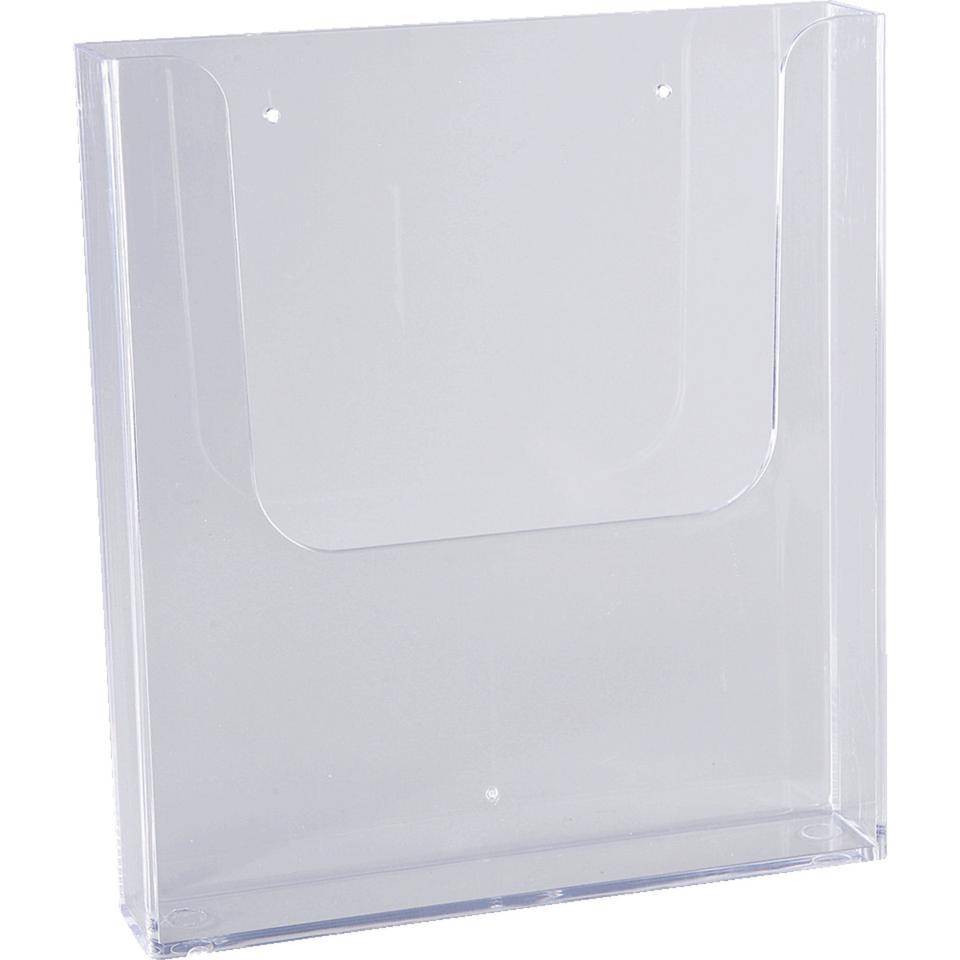 Prospekthalter A4, mit Bohrungen, Polystyrol, Außen:225x250x40mm, Innen:220x250x35mm