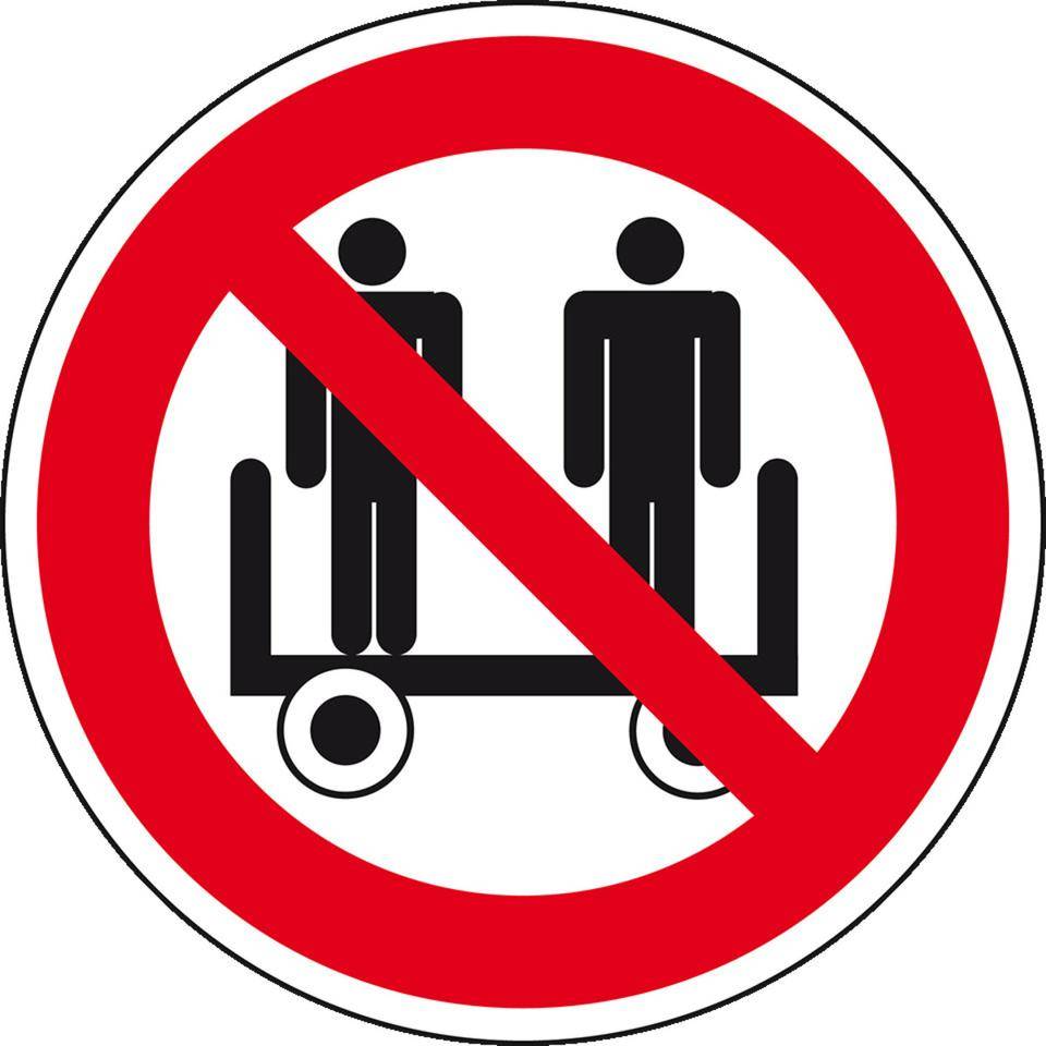 Verbotsschild Mitfahren verboten, praxisbewährt, Folie, selbstklebend, Ø 100mm