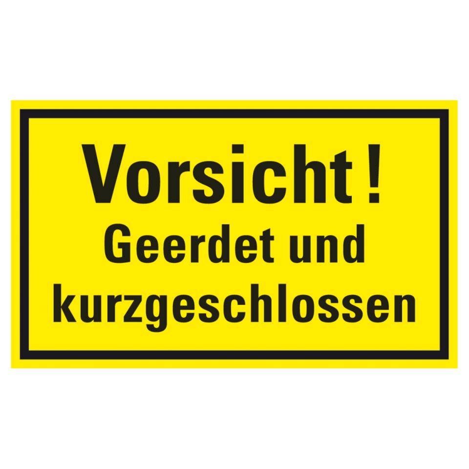 Warnschild Vorsicht! Geerdet und kurzgeschlossen, gMagnetfolie, 200x120mm