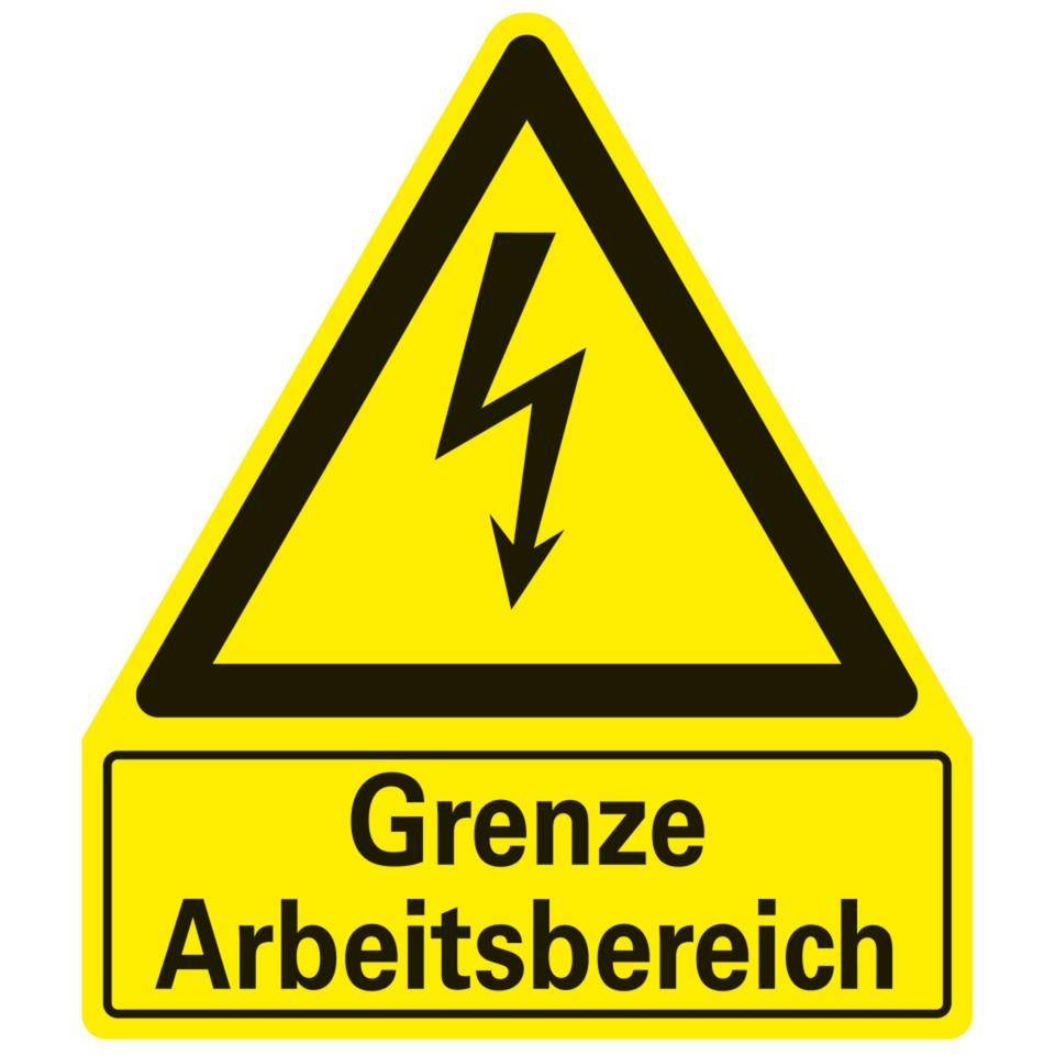Warn-Kombischild Symbol W08 - Grenze Arbeitsbereich, Magnetfolie, 210x242mm