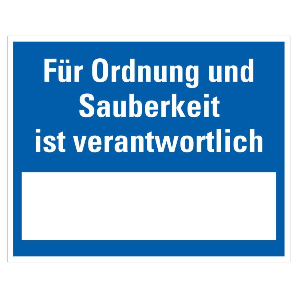 Aushang Für Ordnung und Sauberkeit..., zum Beschriften, Kunststoff, 250x200mm