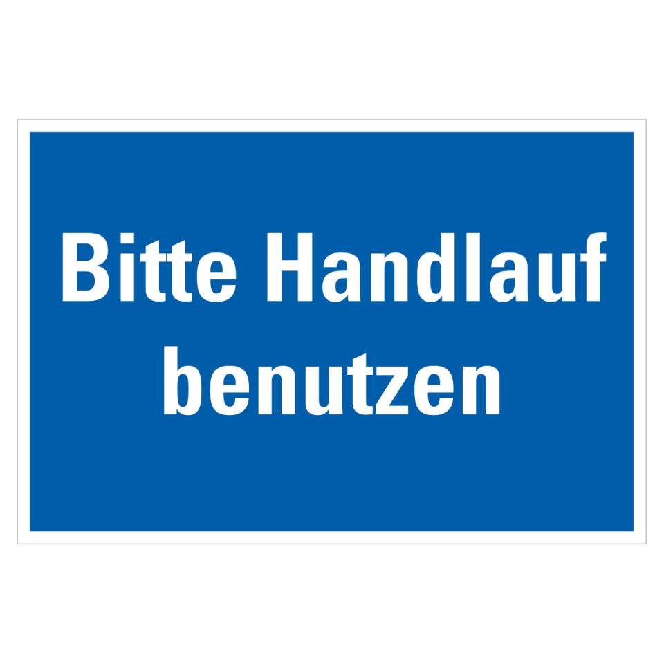 Gebotschild Bitte Handlauf benutzen, Kunststoff, 200x135mm