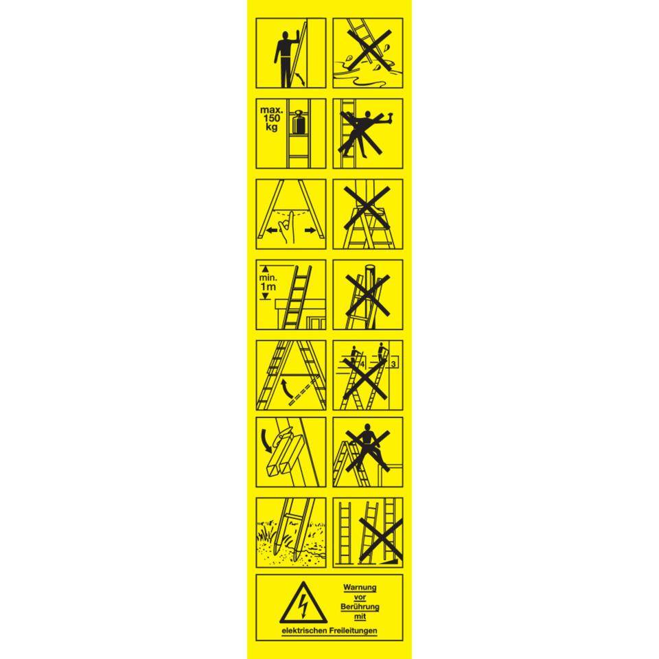 Aufkleber Leitern und Tritte - elektrischen Freileitungen, Folie, selbstklebend, 45x180mm