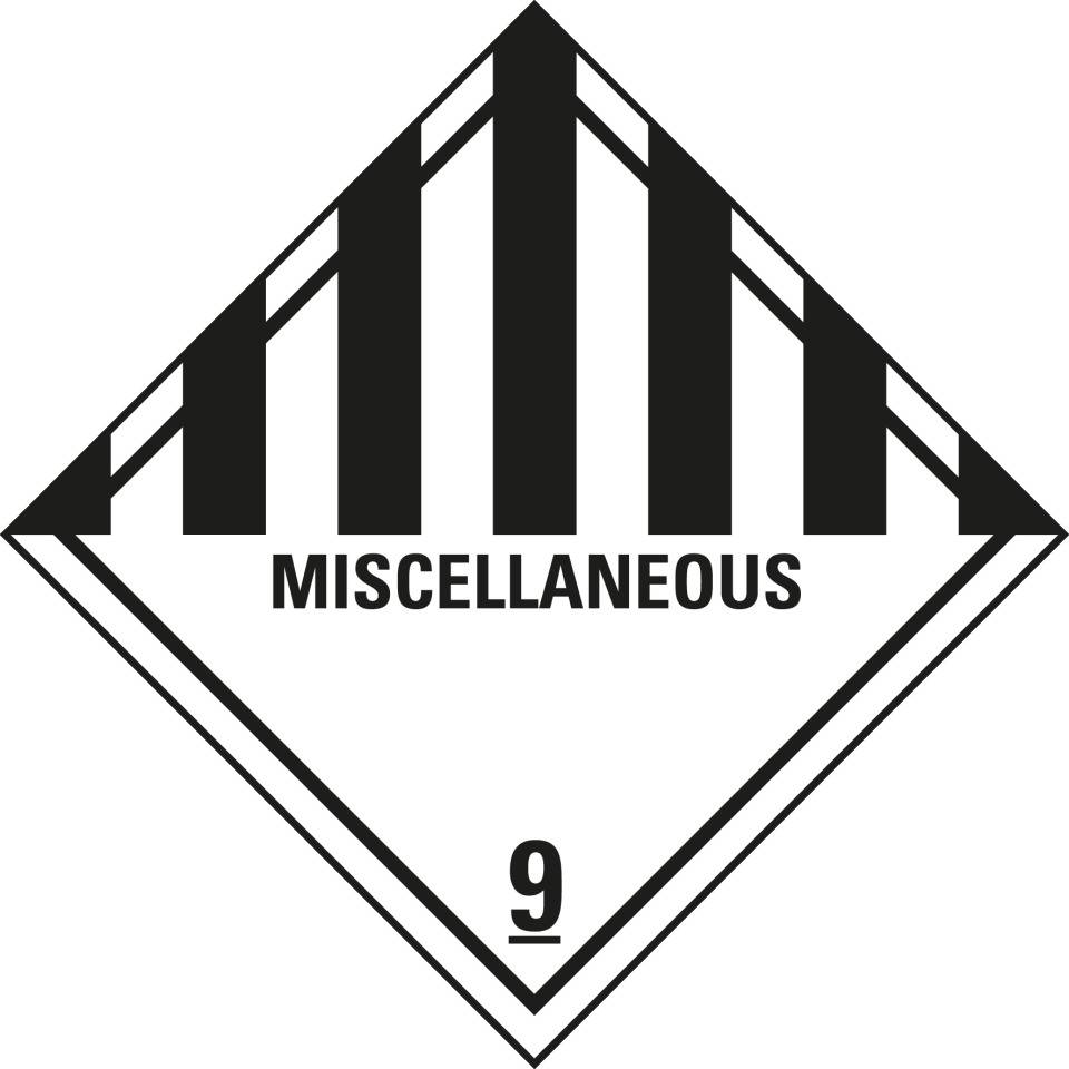 Gefahrgutzettel Klasse 9, Miscellaneous, Folie, mit Spezialkleber, 250x250mm