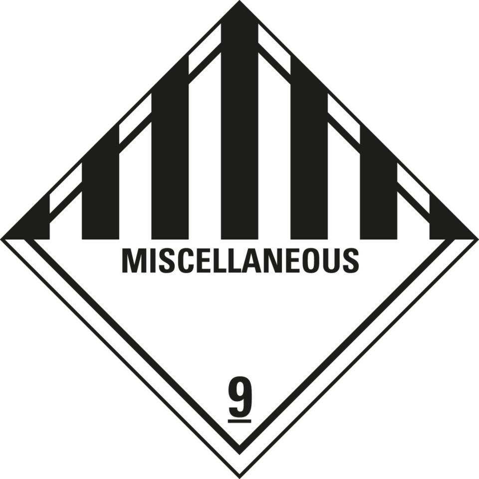 Gefahrgutzettel Klasse 9, Miscellaneous, Folie, mit Spezialkleber, 250x250mm