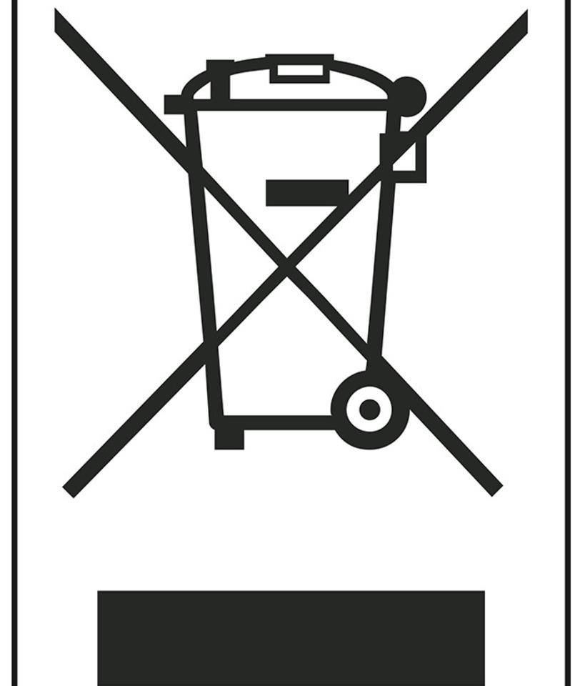 WEEE-Gerätekennzeichen, mit Balken, RoHS-konform, Folie, selbstklebend, 10x15mm, 10/Bogen