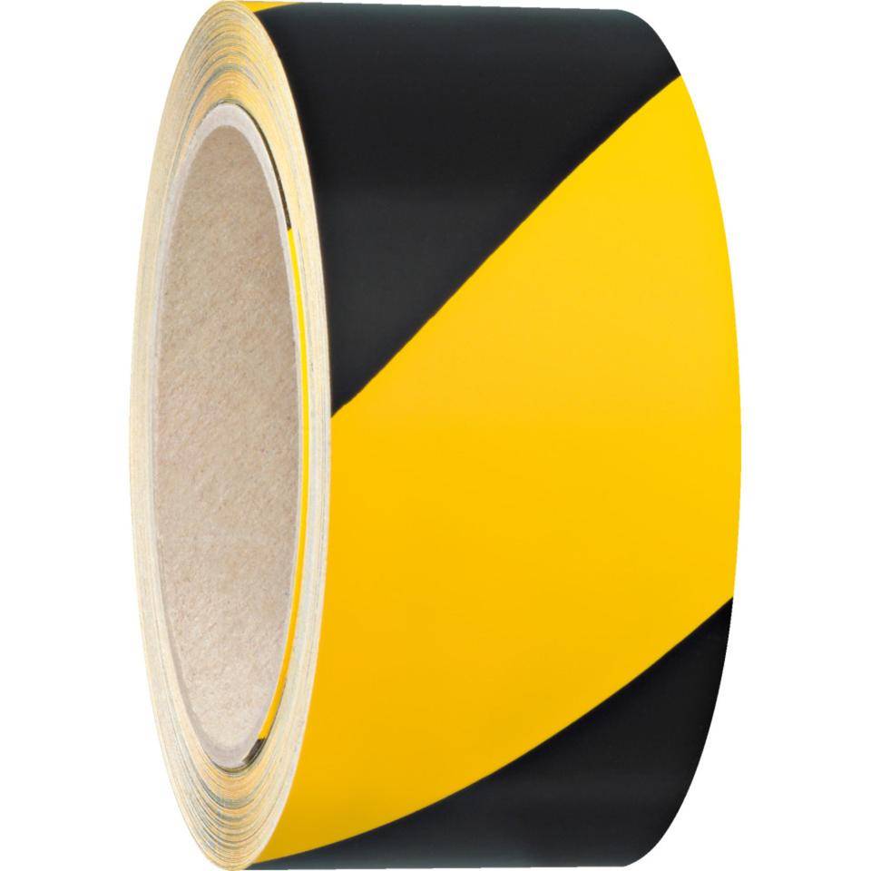Warnmarkierungsband linksweisend, gelb/schwarz, Folie mit Trägerpapier, 50mm, 16, 5m/Rolle