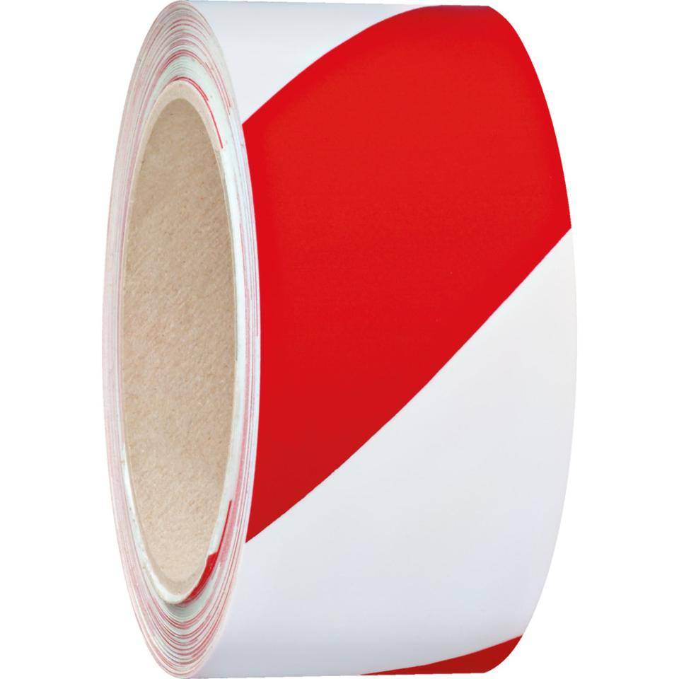 Warnmarkierungsband linksweisend, rot/weiß, Folie mit Trägerpapier, 75mm, 16,5m