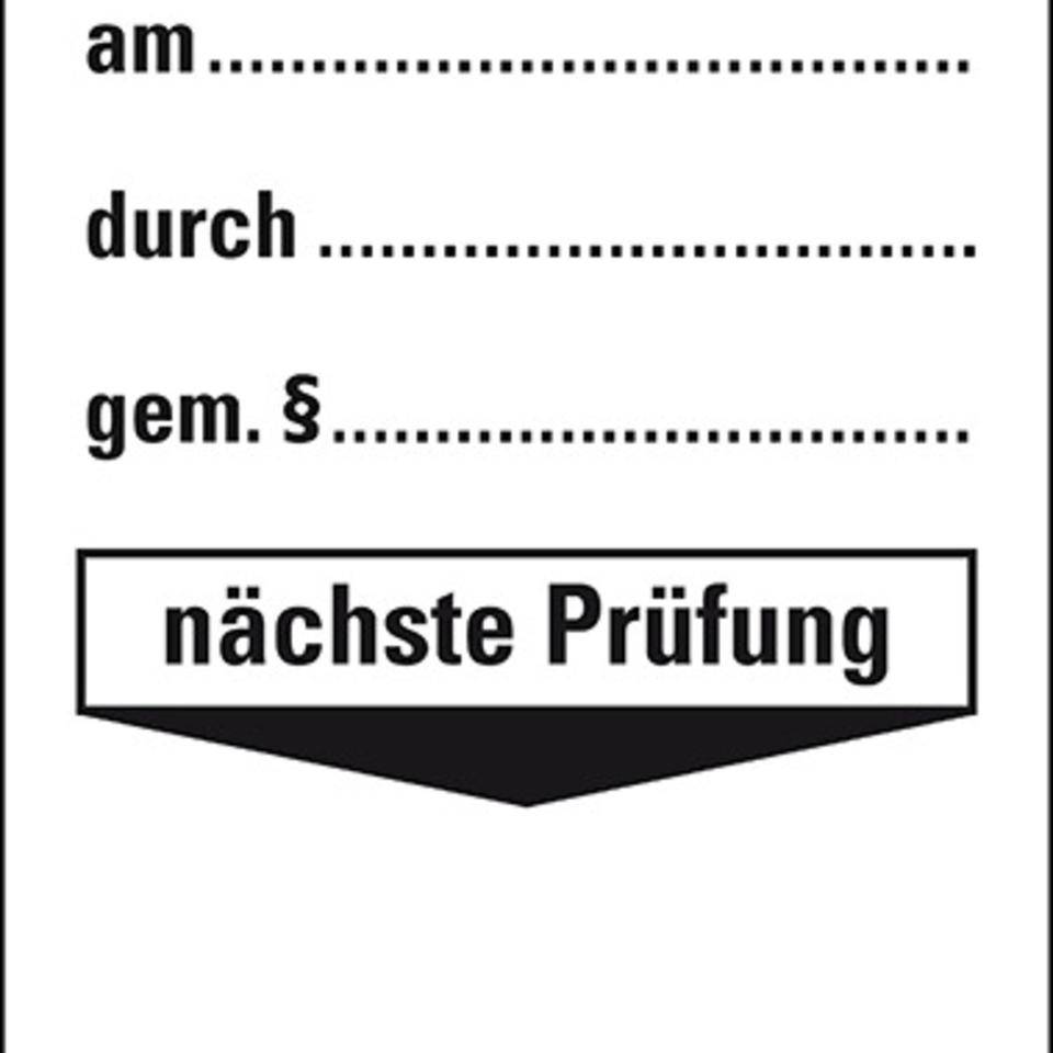 Grundetikett Geprüft am...durch...gemäß §, Nächster Prüftermin, inkl.Kabelbinder, 40x100mm, 10/VE