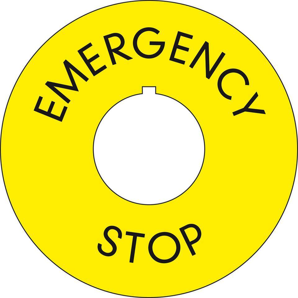 Not-Halt-Schild mit Nase, RoHS konform, englisch, Folie, selbstklebend, Ø75mm/22,5mm