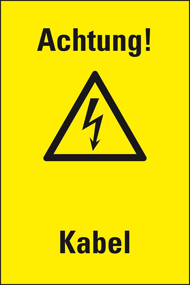 Warn-Kombischild Achtung! Kabel, Kunststoff, 300x200mm