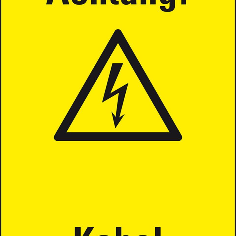 Warn-Kombischild Achtung! Kabel, Kunststoff, 300x200mm