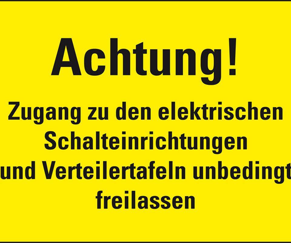 Warnschild Achtung! Zugang zu den elektrischen, RoHS konform, Folie300x200mm