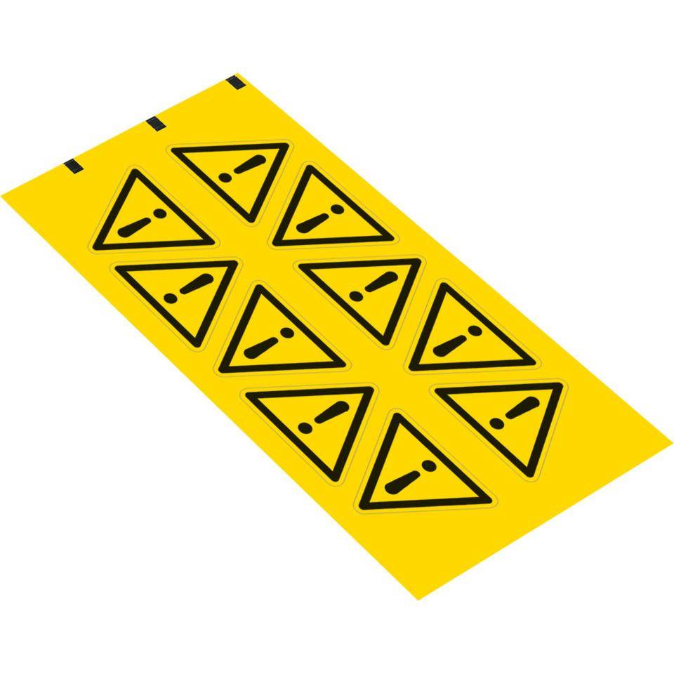 Warnschild Allgemeines Warnzeichen, Folie, selbstklebend, SL 50mm, 10/Bogen, ASR A1.3, DIN EN ISO 7010 W001
