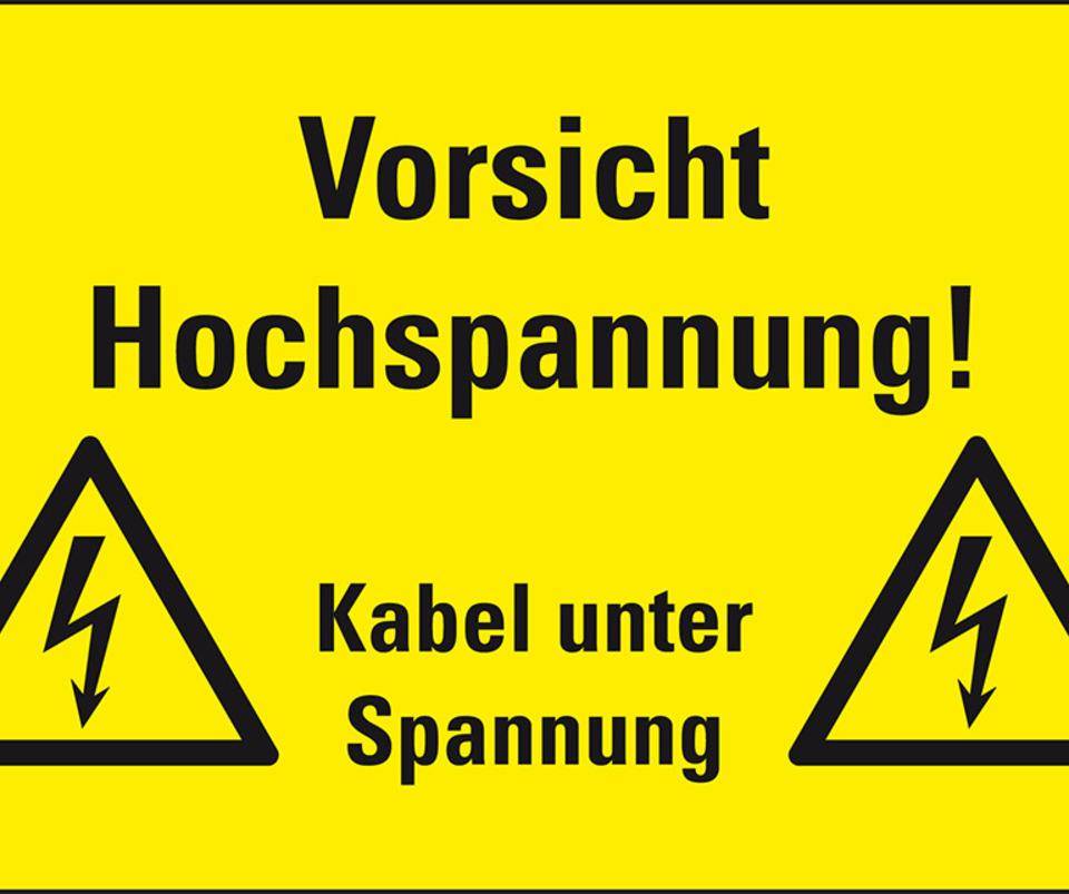 Warn-Kombischild Vorsicht! Hochspannung Kabel unter, RoHS konform, Folie, 300x200mm