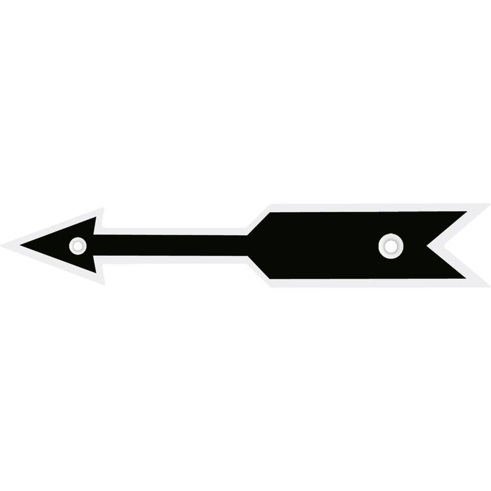 Drehrichtungspfeil gerade, mit Bohrlöchern (Ø 2,5mm), schwarz, Aluminium eloxiert, 60x10mm