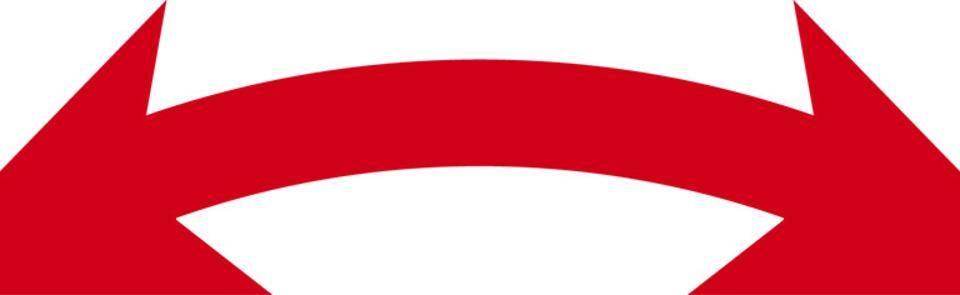 Drehrichtungspfeil, RoHS konform, beidseitig, rot, Folie, selbstklebend, 45x11mm, 10/Bogen