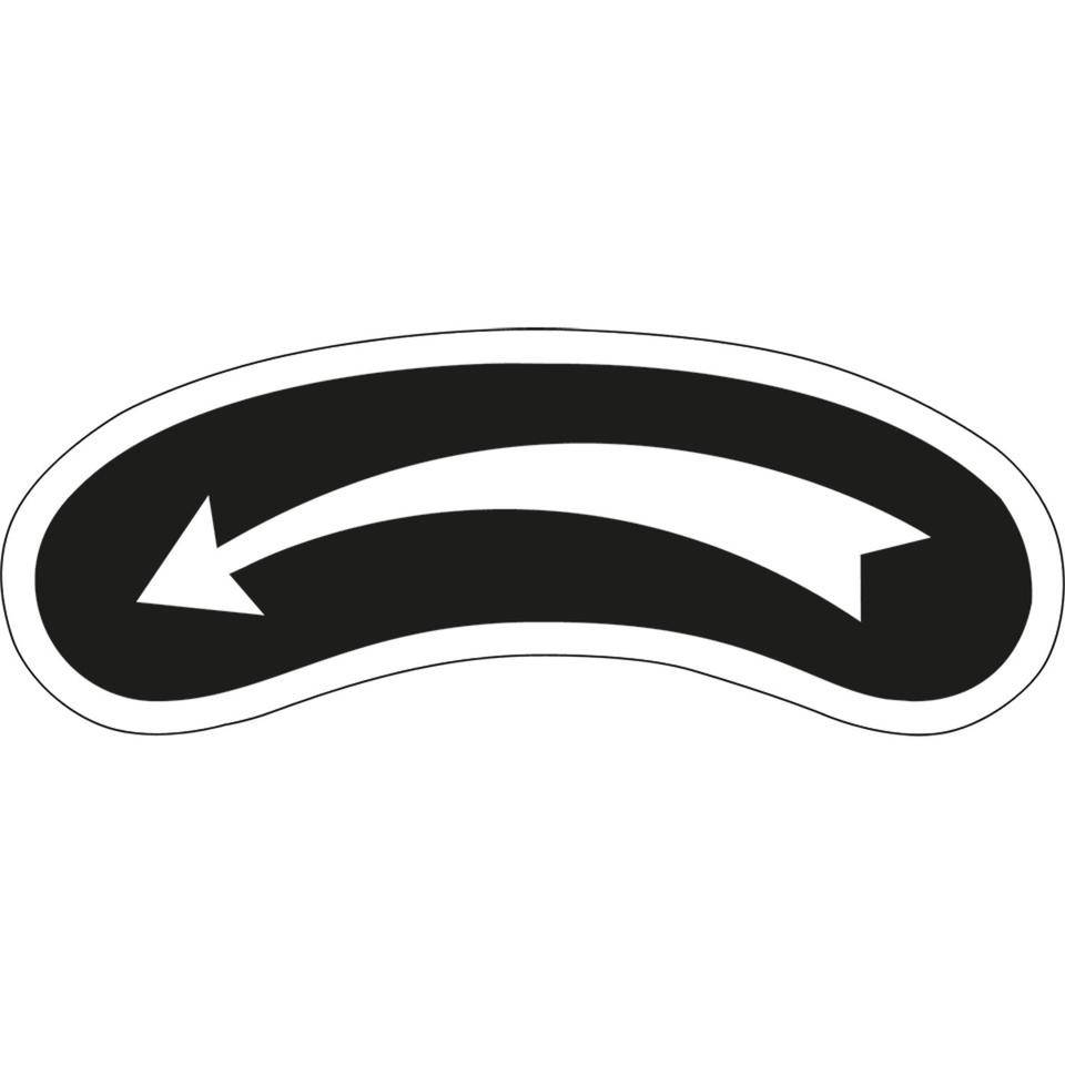Drehrichtungspfeil, RoHS konform, linksweisend, schwarz/weiß, Folie, 62x18mm, 5/Bogen