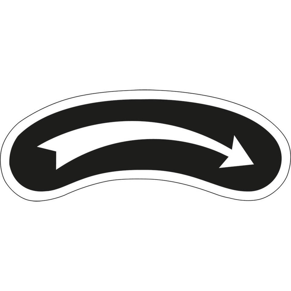 Drehrichtungspfeil,rechtsweisend,schwarz/weiß,Folie,62x18mm,5/Bogen