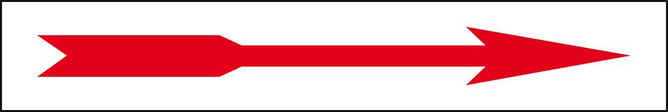 Drehrichtungspfeil, RoHS konform, gerade, rot, Folie, selbstklebend, 60x10mm, 5/Bogen
